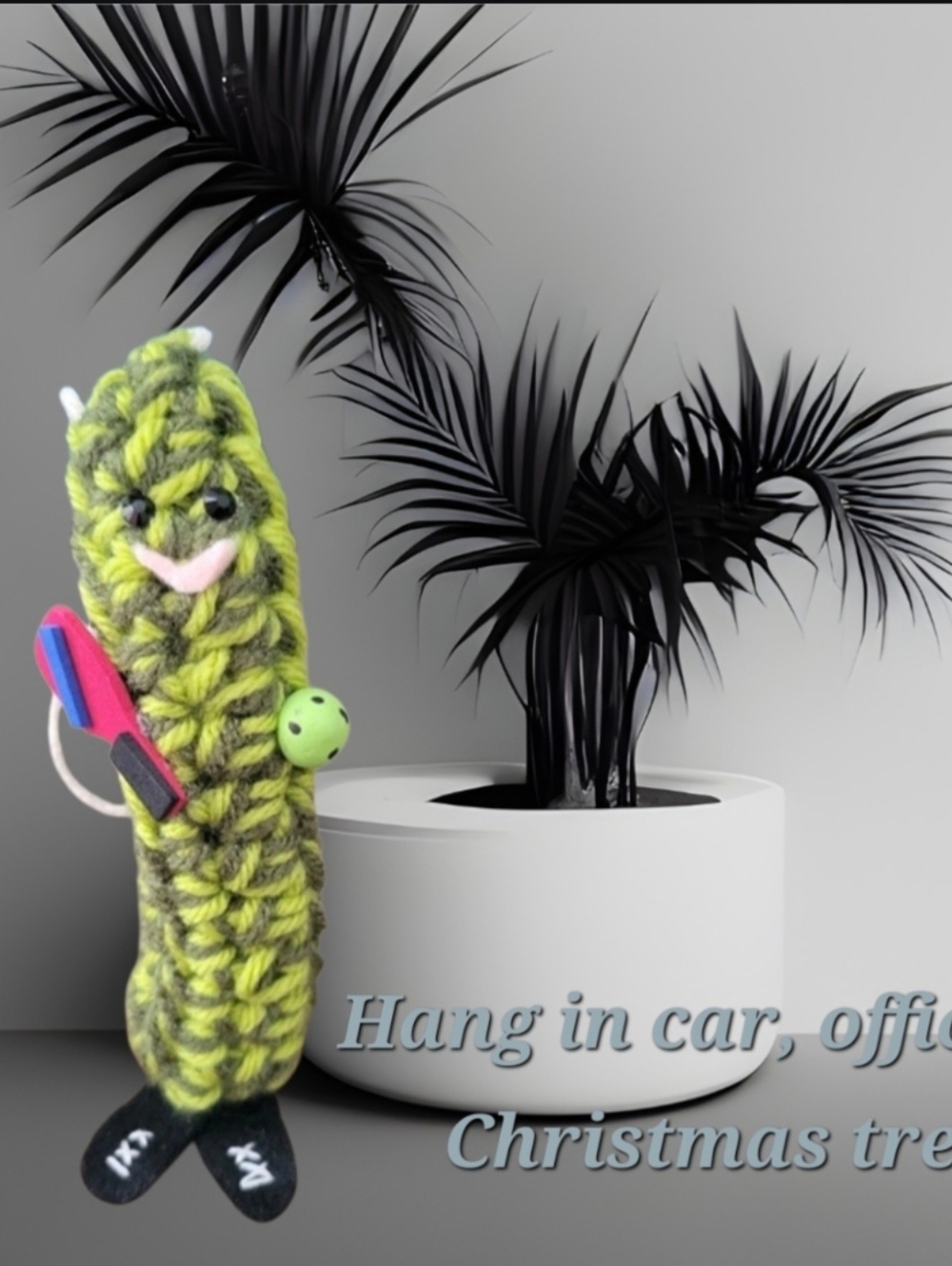 Handcrafted Knitted 6" Pickleball Player with Hanger